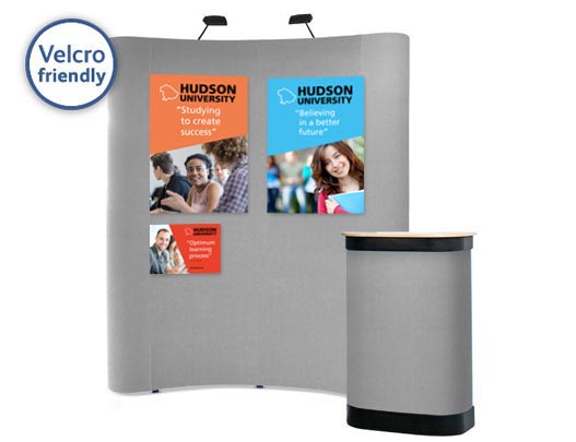 Attach posters to the popup display using hook Velcro